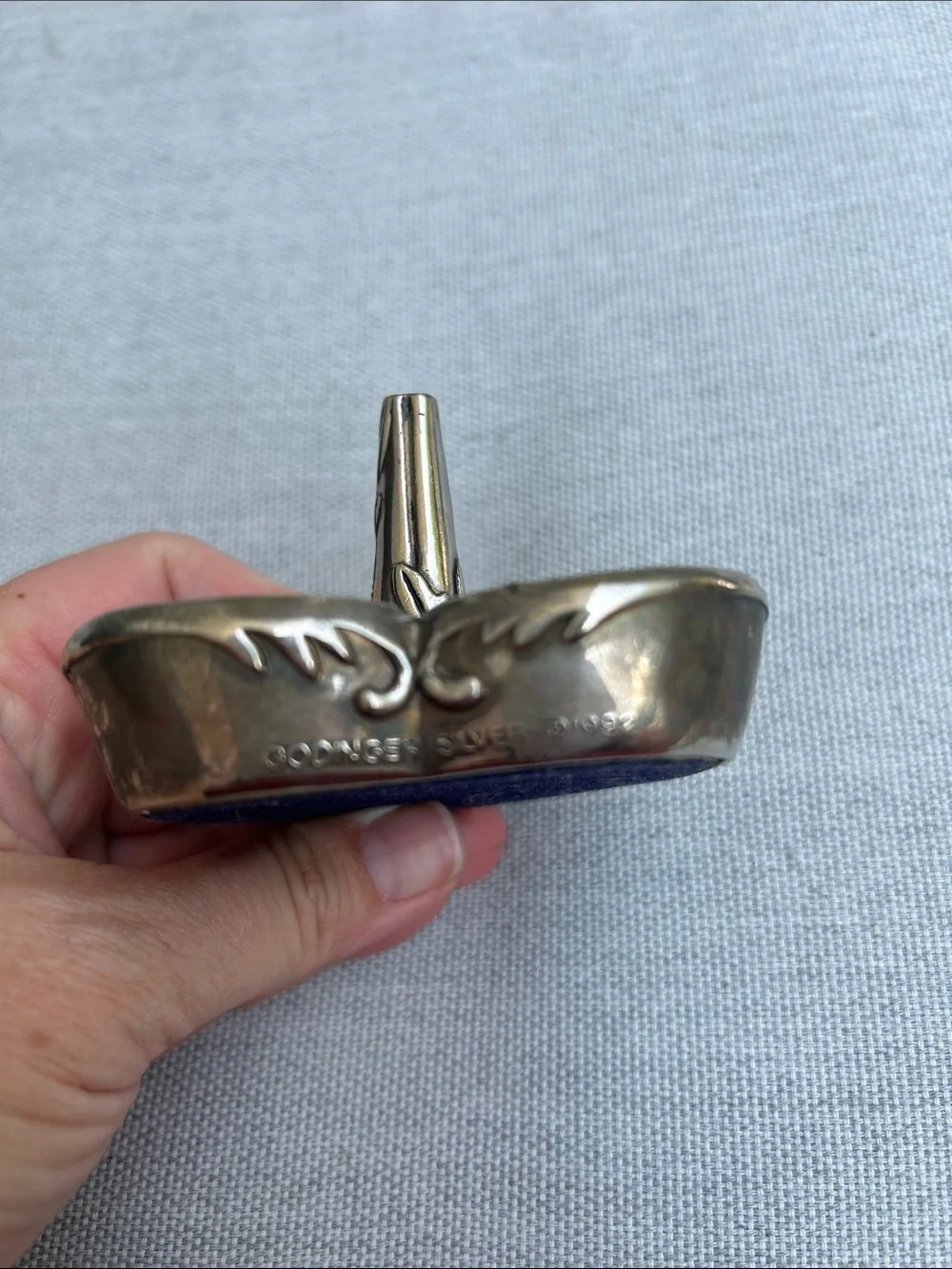 Godinger Silver Heart-Shaped Ring Holder with Floral Scroll Design
